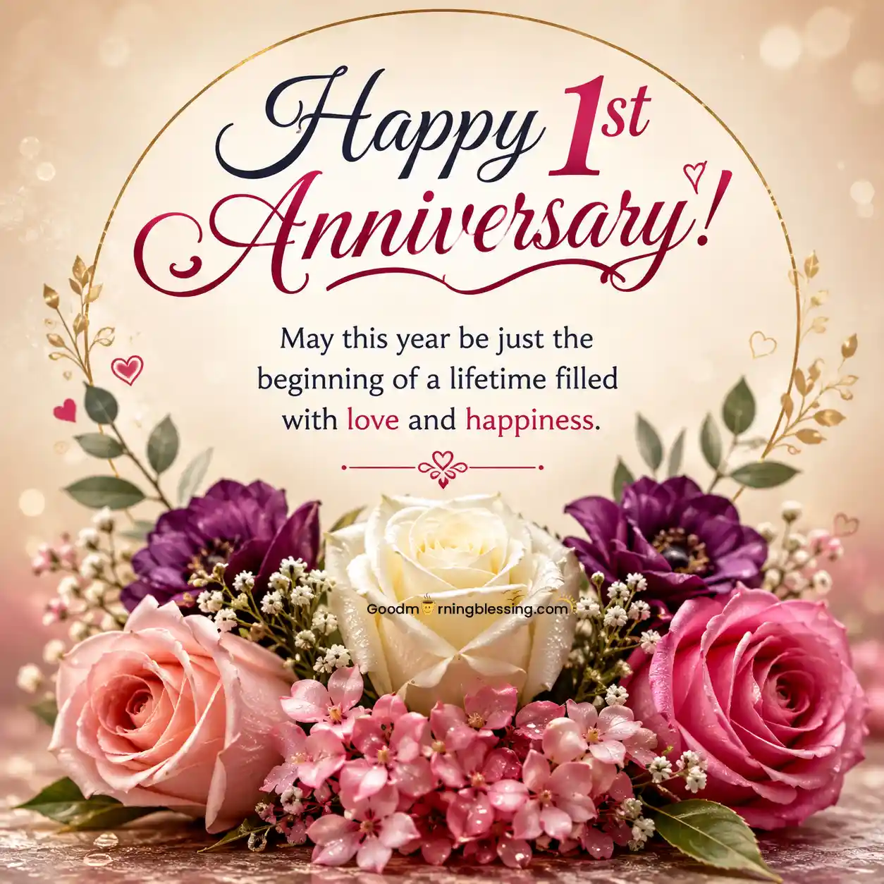 Lovely Couple Love Happy 1st Anniversary