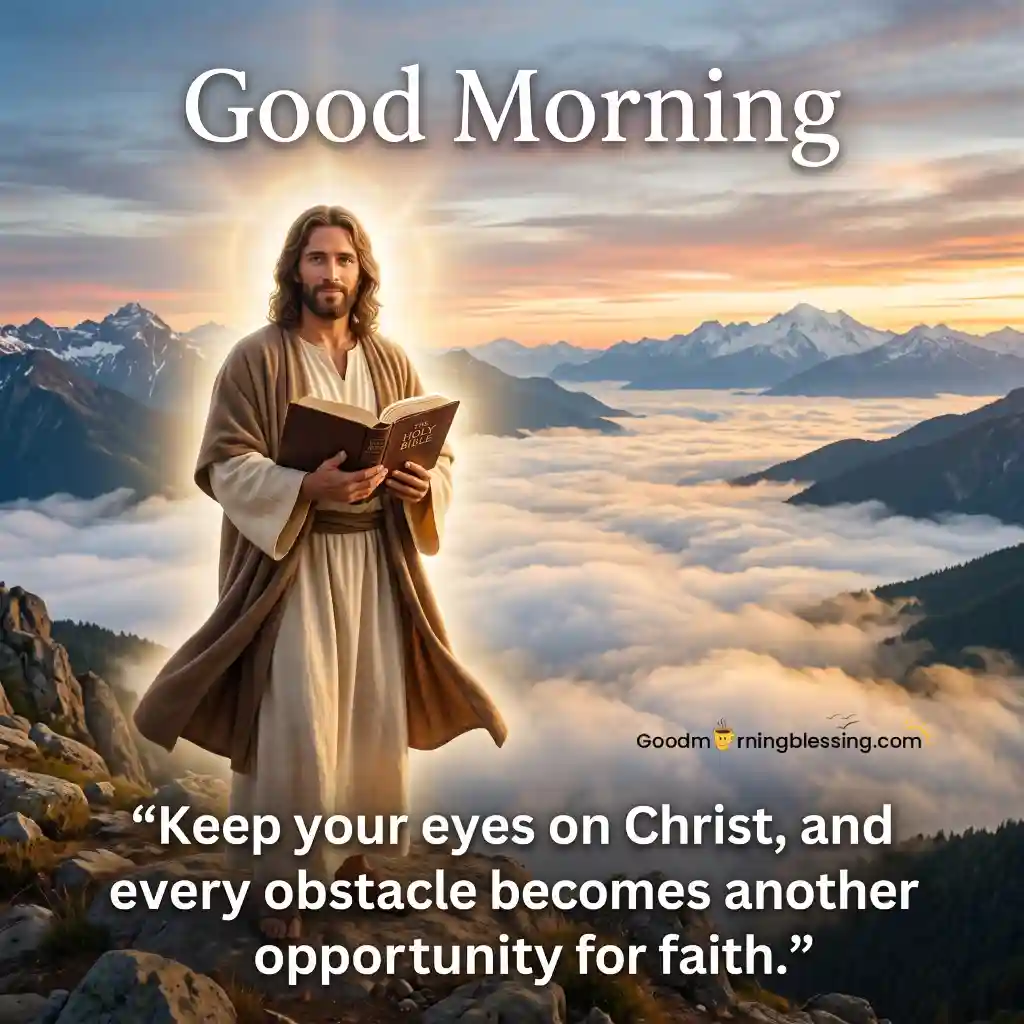 Jesus Holding Holy Bible Good Morning