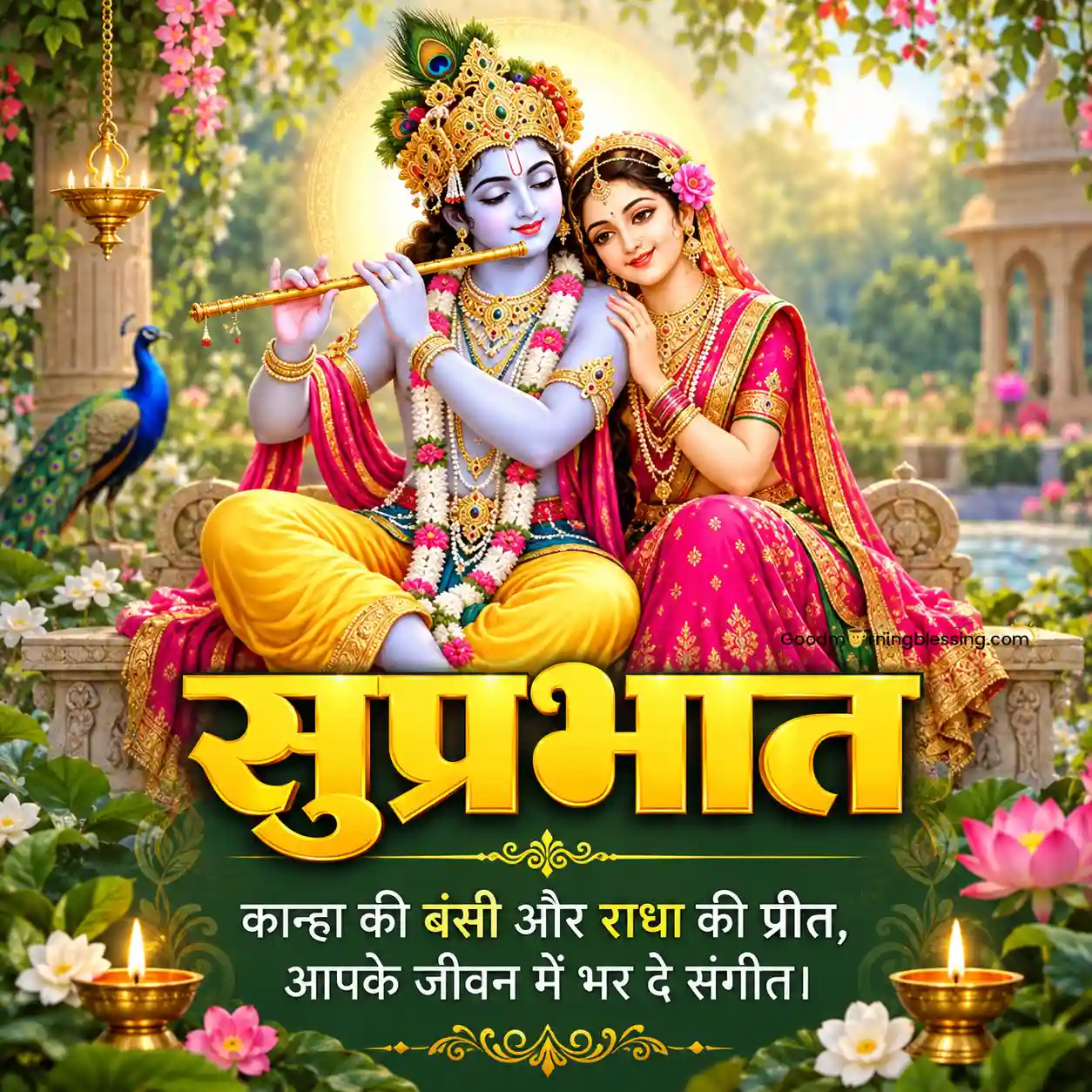 Beautiful Sri Radha Krishna Good Morning Photo