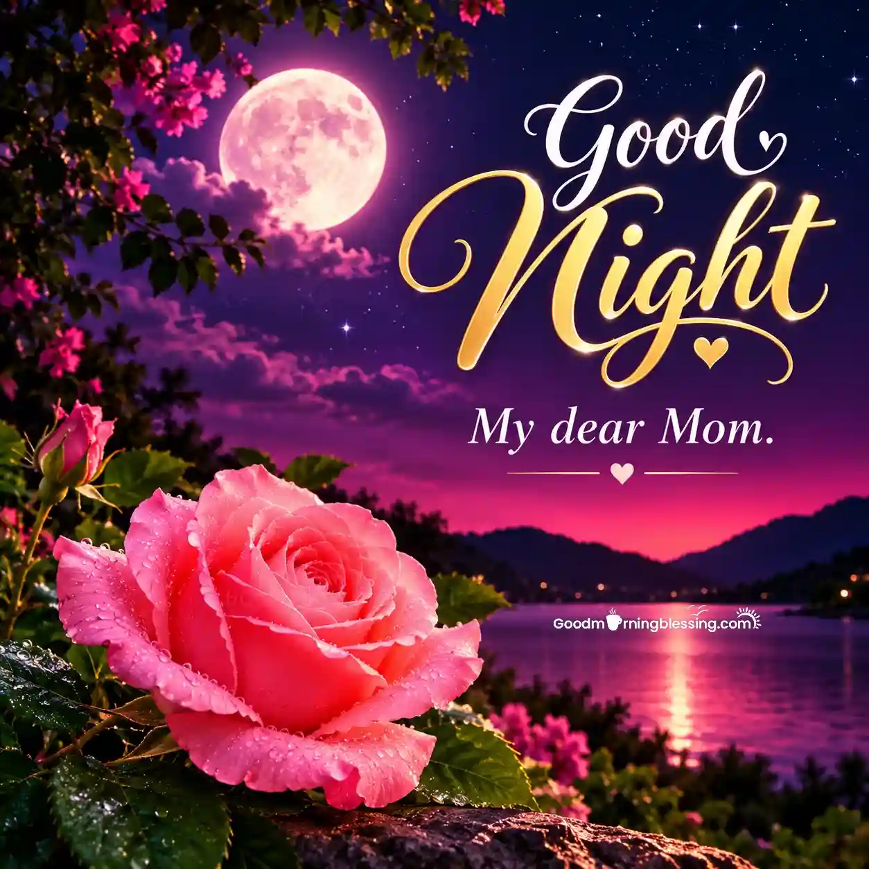 Dear Mom Good Night With Lamp Image