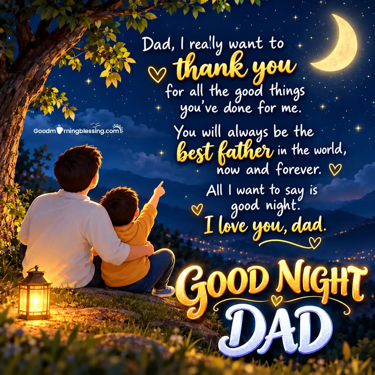 Good Night Daddy With Twinkling Stars Shining Image