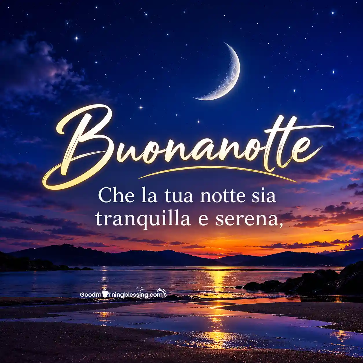 Good Night Italian With Moon Or Stars Image