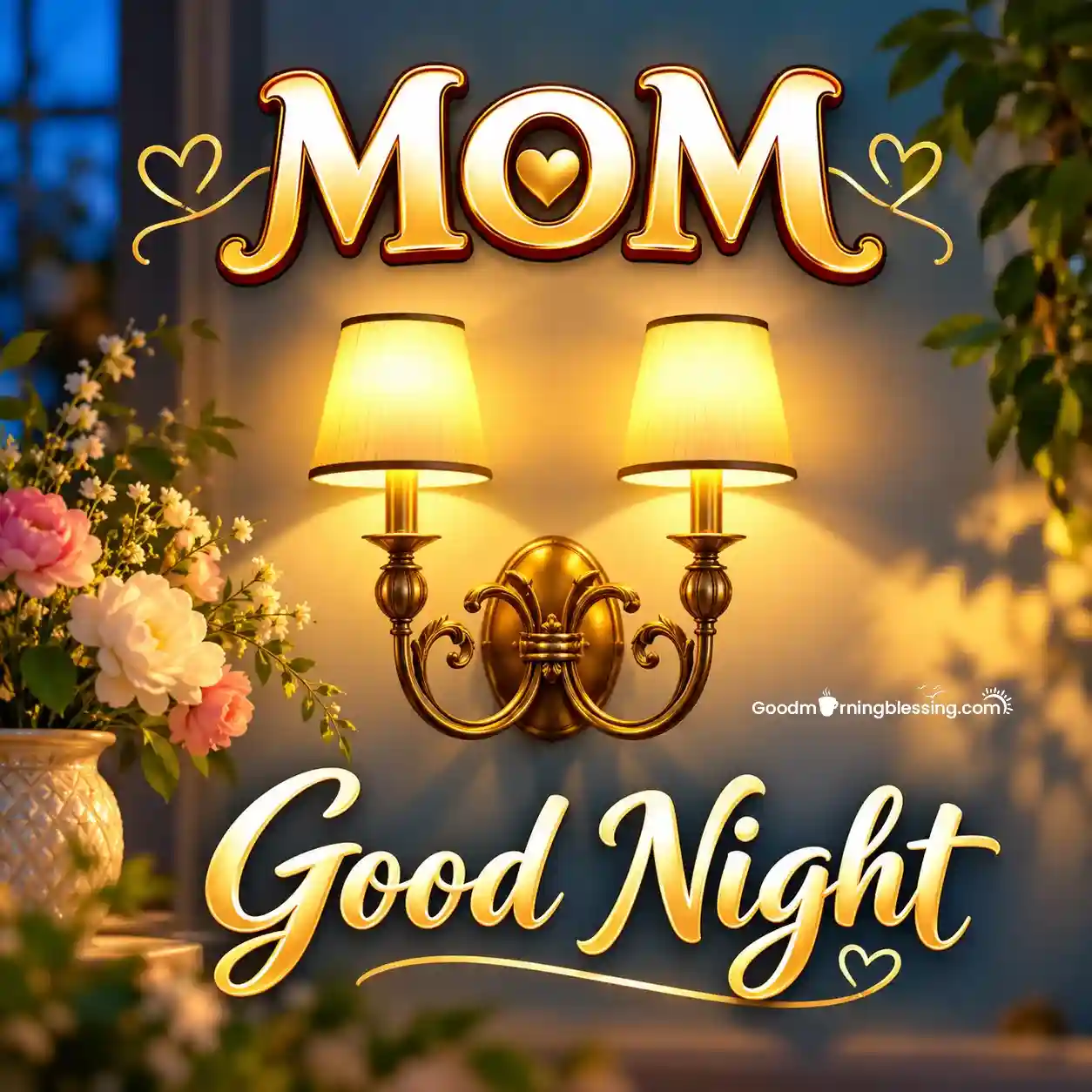 Good Night Mom With Golden Lamp