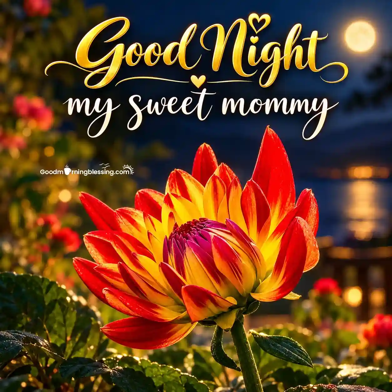 Good Night My Sweet Mommy With Beautiful Flower Image