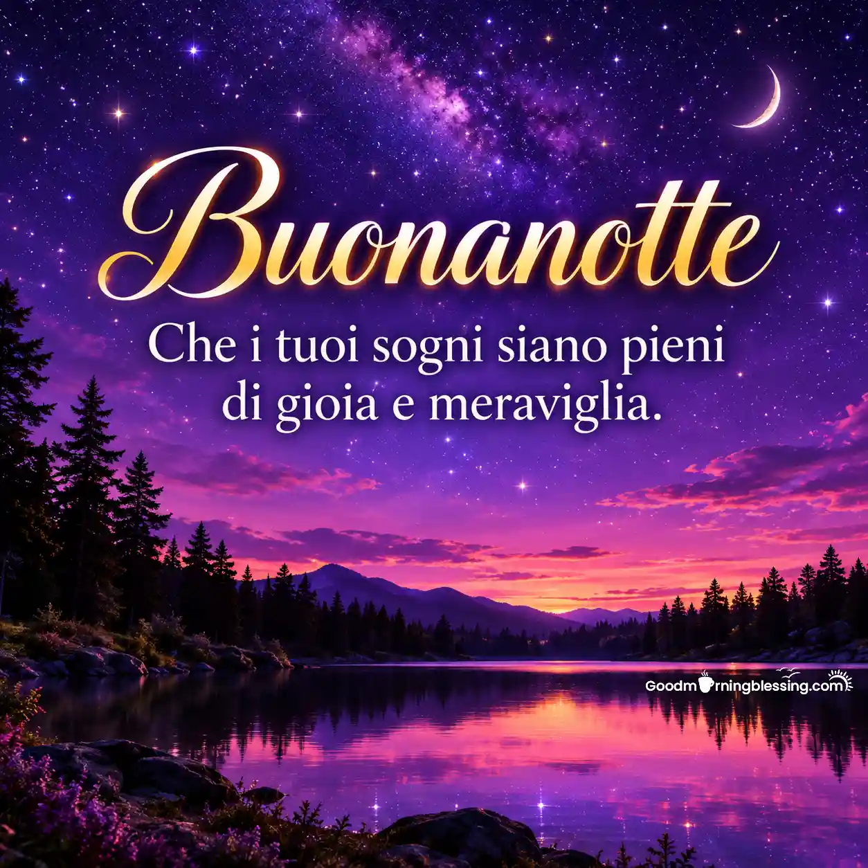 Good Night Rest Well And Be Happy Italian Image
